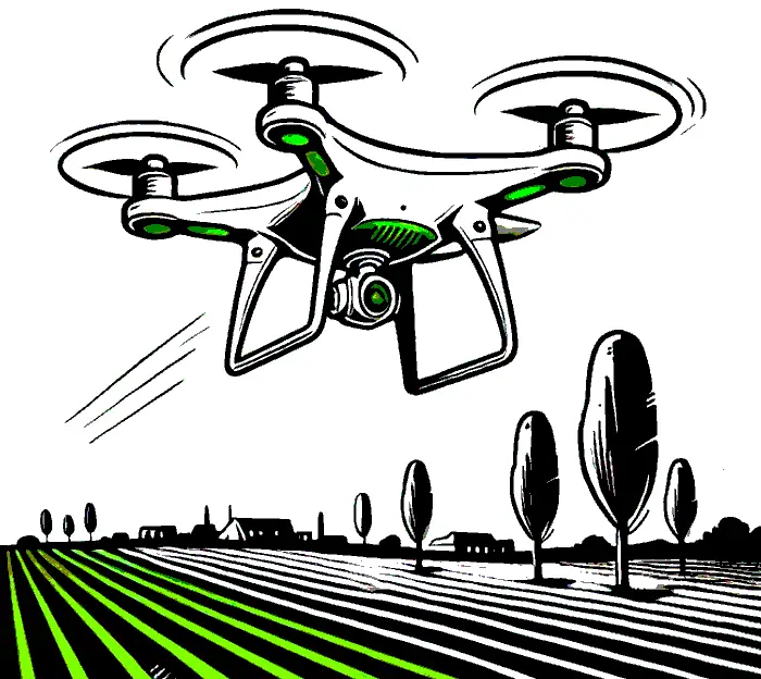 a drone over a field